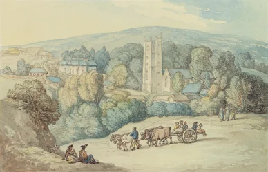 De kerk en het dorp St. Cue, Cornwall, c.1812